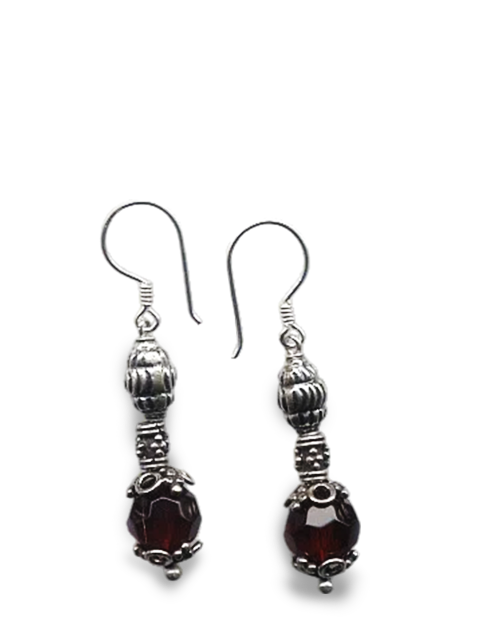 silver-earrings-w-garnet-glass-cristal-pink-glass