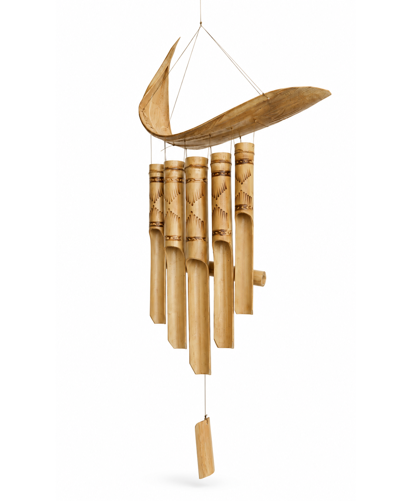 handcrafted-crescent-boat-bamboo-wind-chime-tropical-wooden-garden-decor